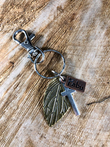 Fabu, Leaf and Cross Keychain